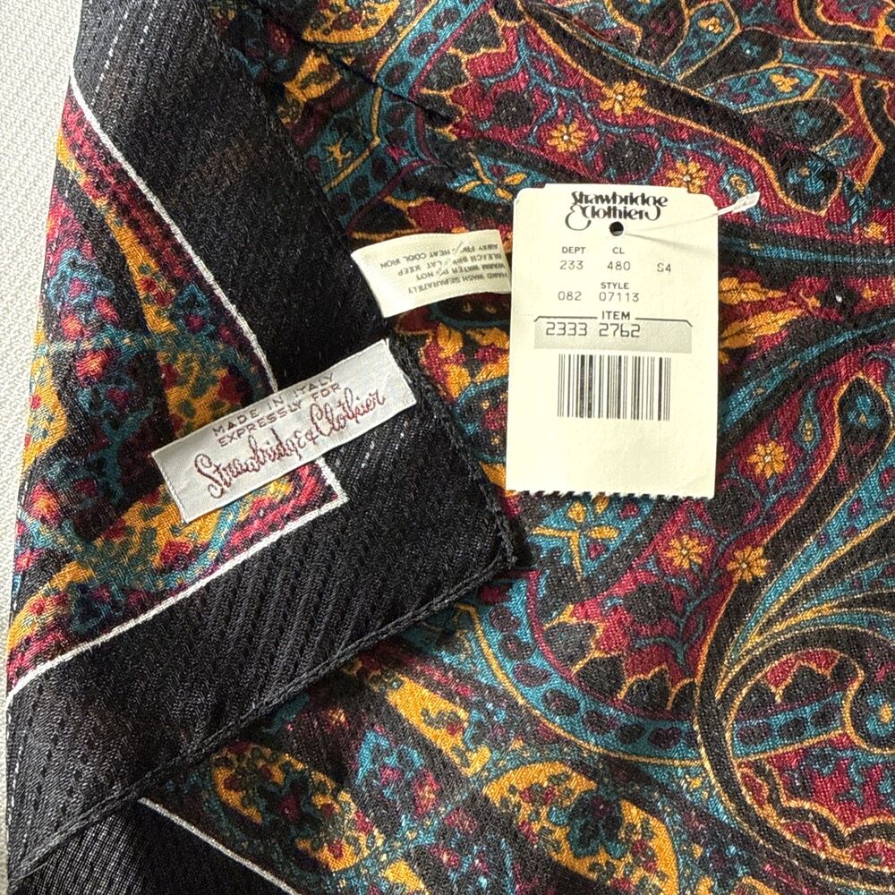 Vintage Strawbridge & Clothier 30" Square Paisley Scarf + Bonus Scarf - orig box